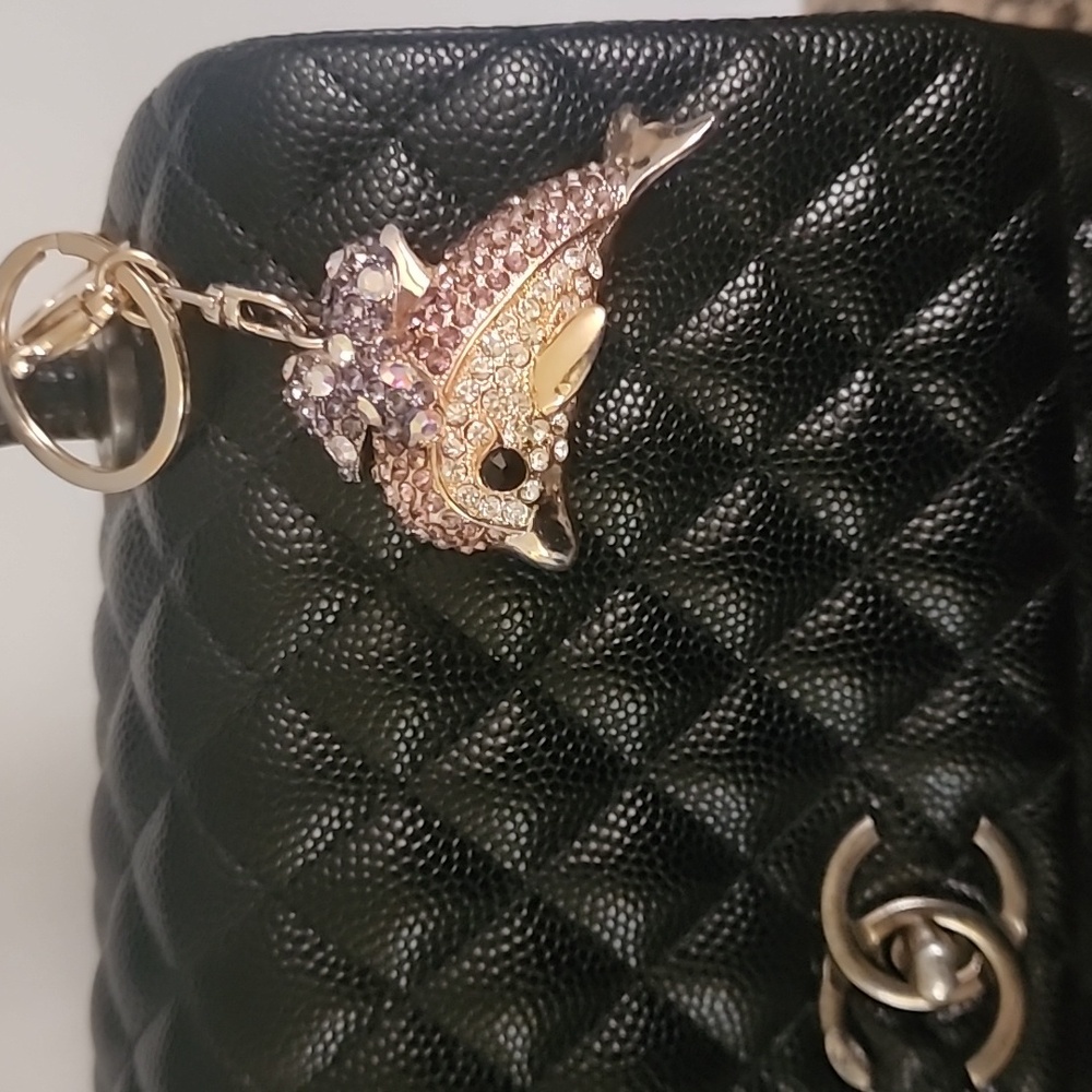 Sparkling Purple Doliphin, Handbag Backpack Luggage Charm, Zipper Pull,Keychain